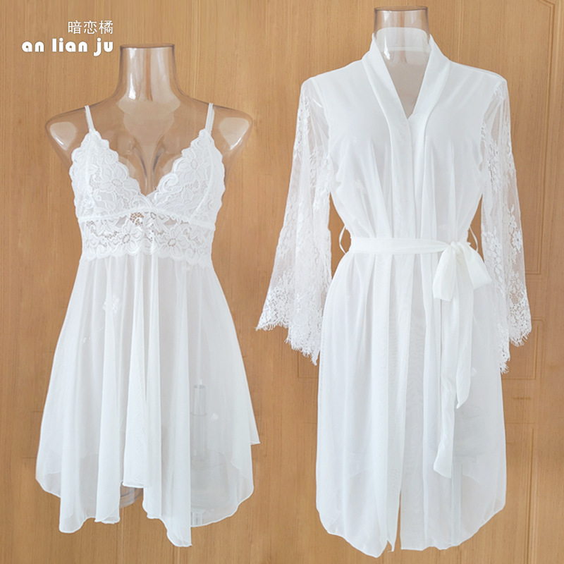 Women White Nightwear Set Flor – обзор и цена Kimono Sheer Floral