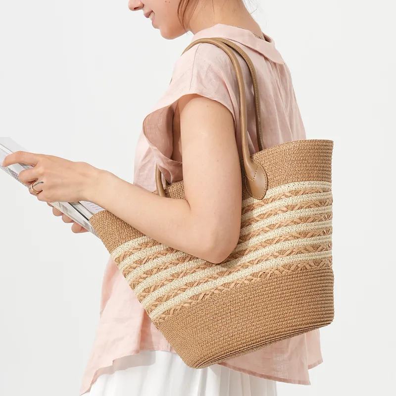 Striped woven straw beach tote – обзор и цена Tote Bag Beach
