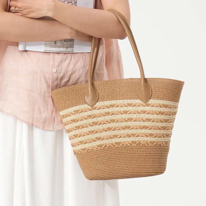 Striped woven straw beach tote – обзор и цена Tote Bag Beach