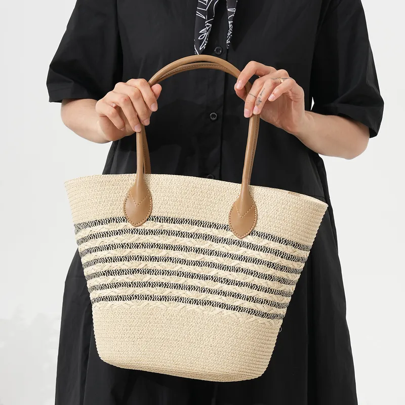 Striped woven straw beach tote – обзор и цена Tote Bag Beach