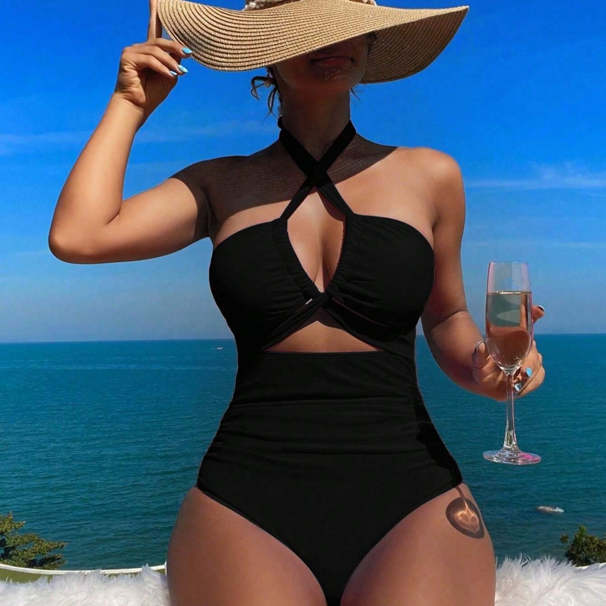 Women Swimsuit Halter Neck Sol – обзор и цена Swimsuit Bikini Ruched