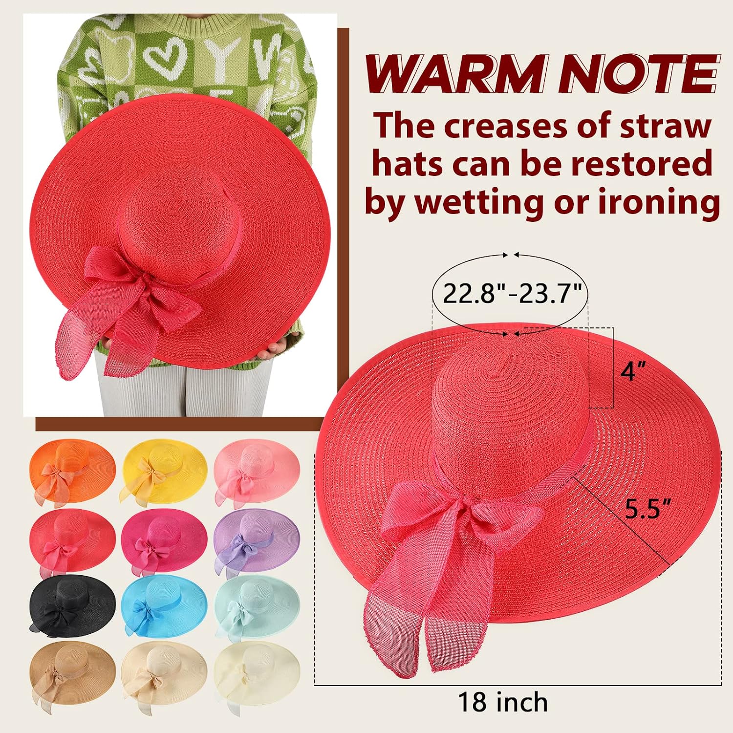 12 PCS Women's Wide Brim Straw – обзор и цена Hat Floppy Wide