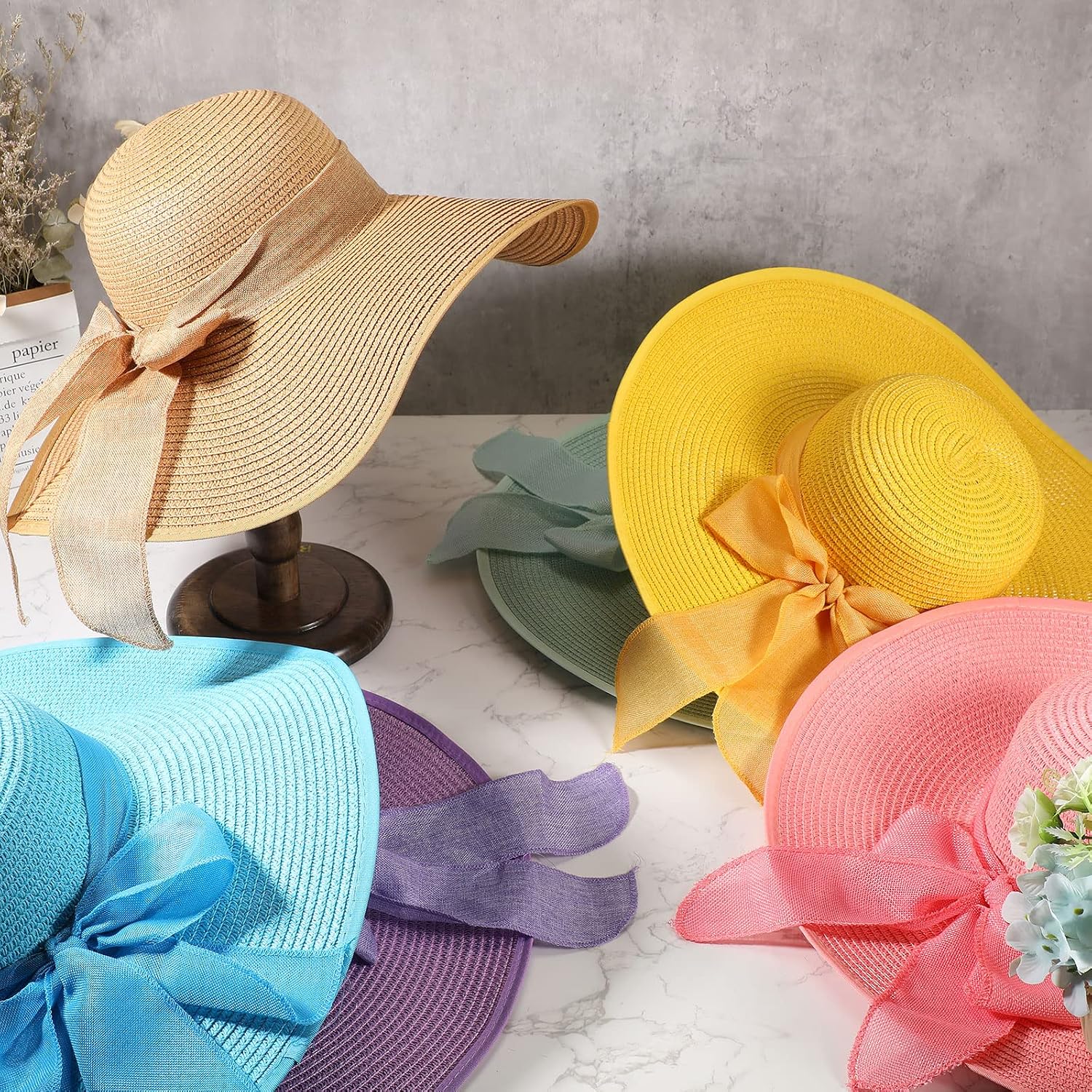 12 PCS Women's Wide Brim Straw – обзор и цена Hat Floppy Wide