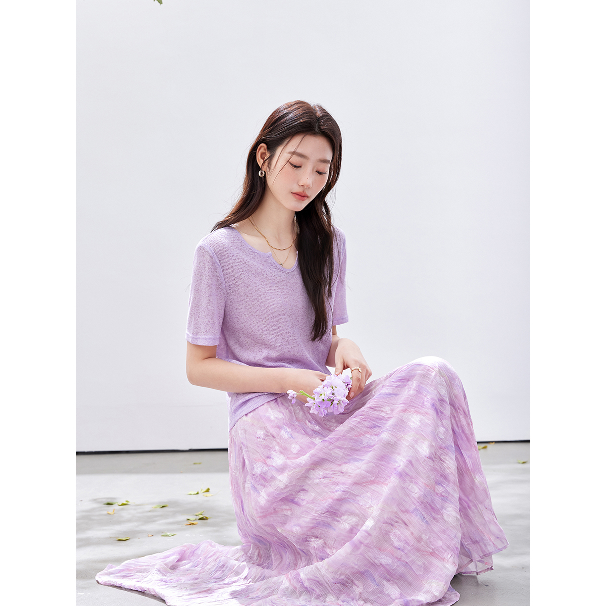 VIMLY Women's Purple Floral Pr – обзор и цена Midi Skirt Floral