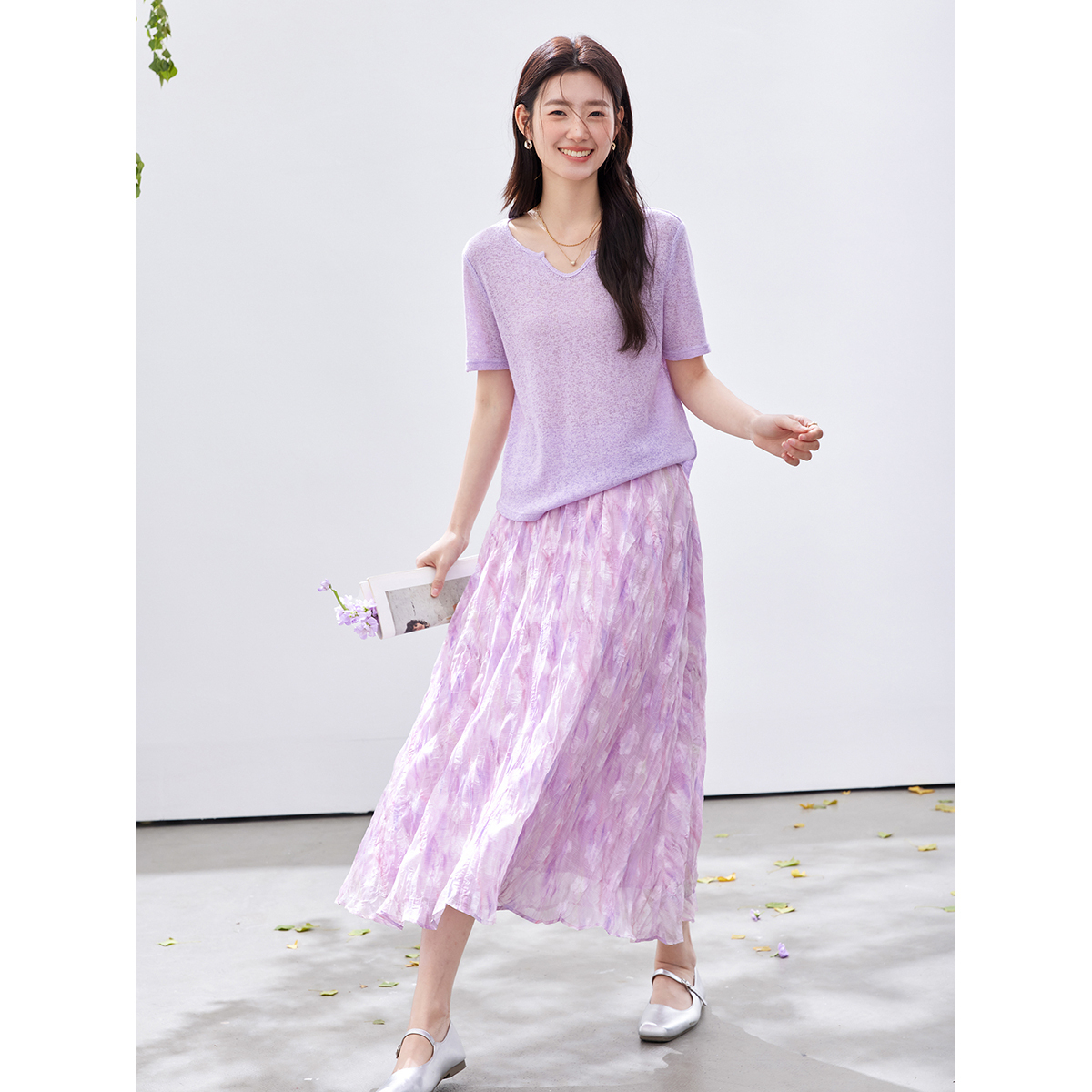 VIMLY Women's Purple Floral Pr – обзор и цена Midi Skirt Floral