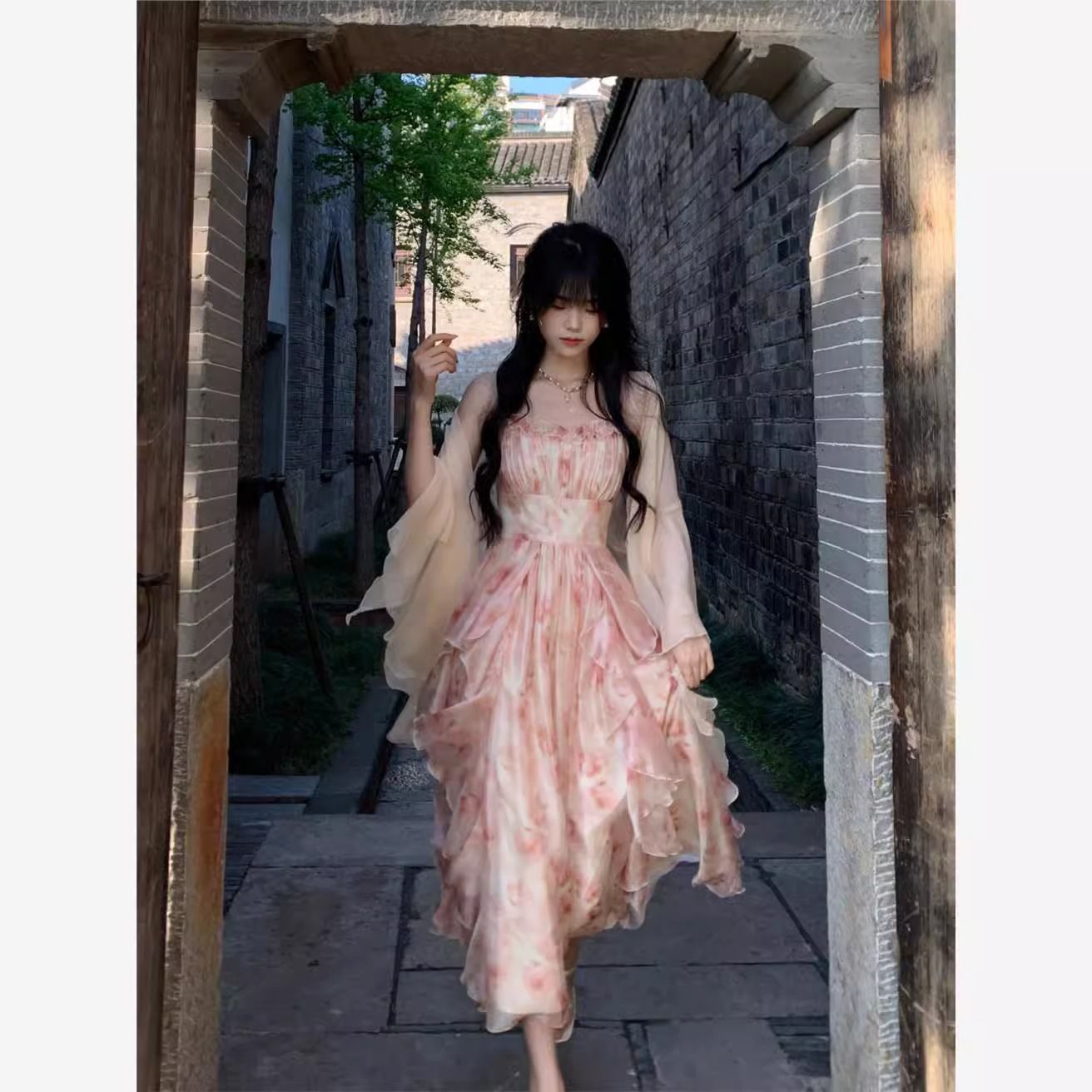 Women Watercolor Peach Floral  – обзор и цена Kimono Sheer Floral