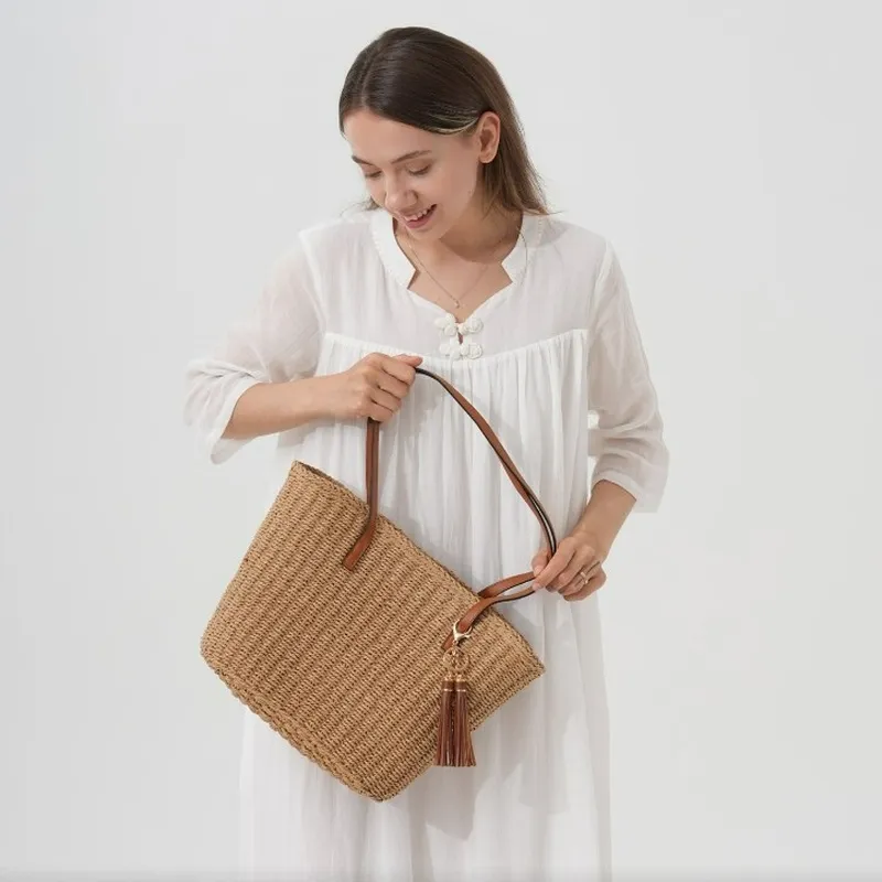 Fringed Straw Tote Bag Handwov – обзор и цена Tote Bag Beach