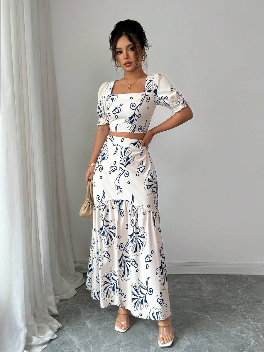 Floral Print Women 2Pcs Outfit – обзор и цена Romper Floral Print