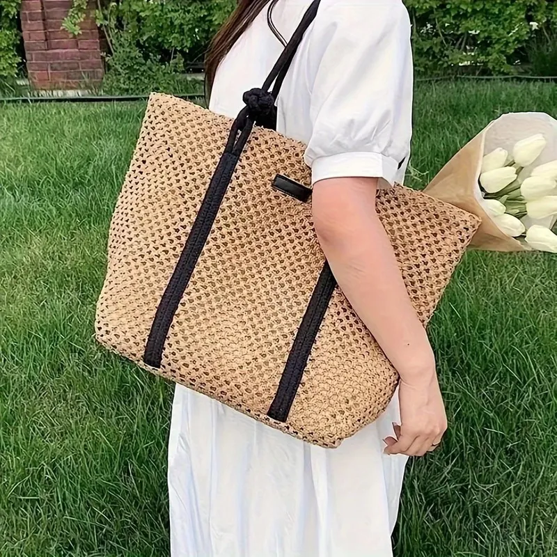 Hollow Straw Woven Tote Bag fo – обзор и цена Tote Bag Beach
