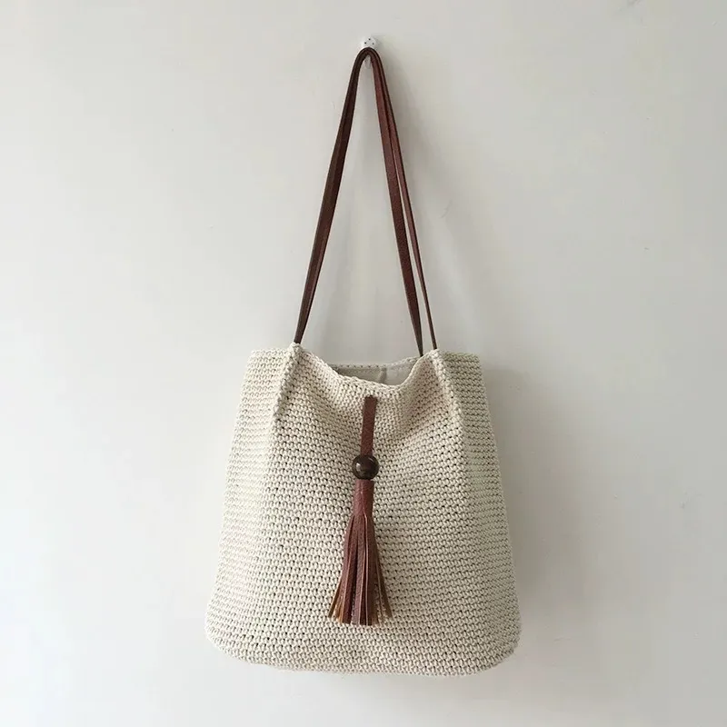 Tassel straw woven tote bag ha – обзор и цена Tote Bag Beach