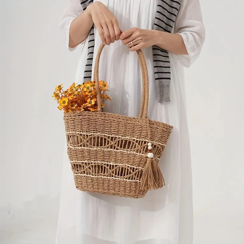 Hollow-Shoulder Straw Tote Bag – обзор и цена Tote Bag Beach
