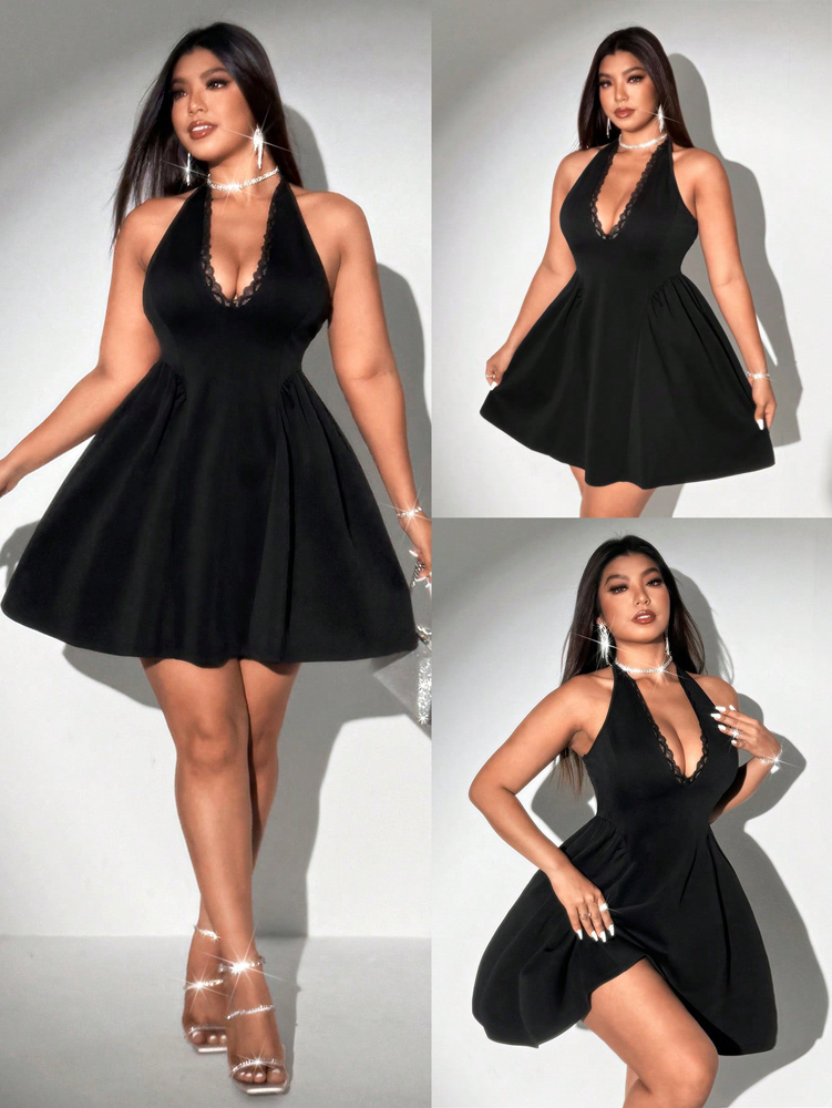 Plus Size Women Halter Black M – обзор и цена Maxi Dress Halter