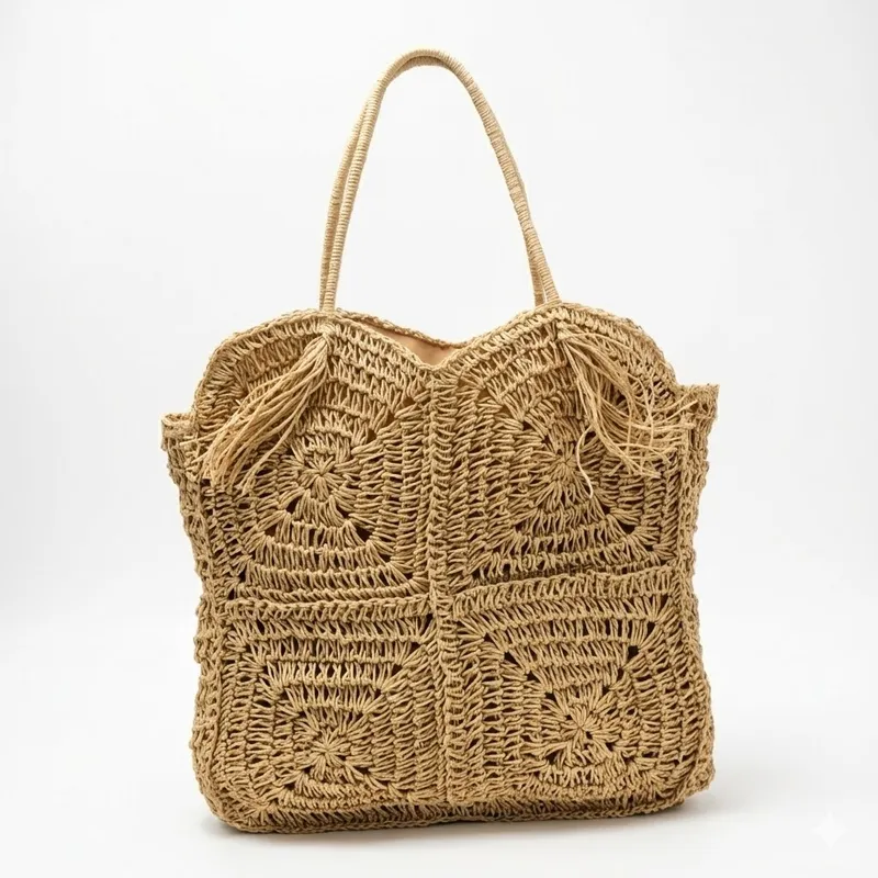 Straw Handwoven Tote Bag with  – обзор и цена Tote Bag Beach