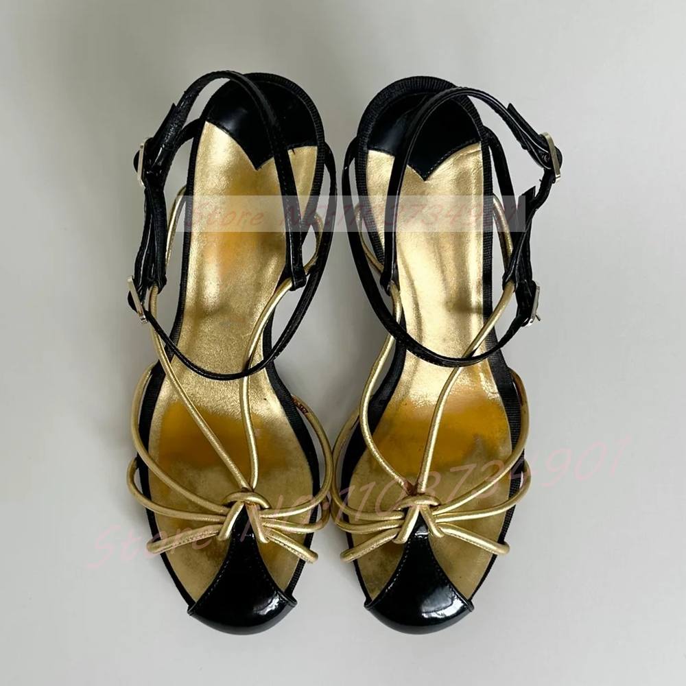 Gold Caged Strappy Knot Sandal – обзор и цена Sandal Strappy Heeled