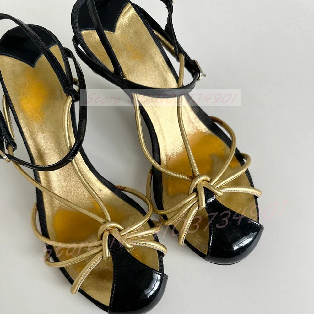 Gold Caged Strappy Knot Sandal – обзор и цена Sandal Strappy Heeled